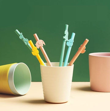 Helms Store Homewares Colourful Animal Shaped Silicone Straws Set of 5