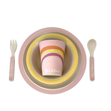 HELMS STORE Kids Copy of 5 Pieces Kids Bamboo Tableware Gift - Pink