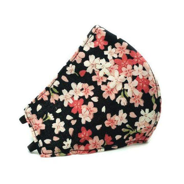 Helms Store Masks Sakura on Black Reusable & Adjustable Adults Face Mask with filter pocket