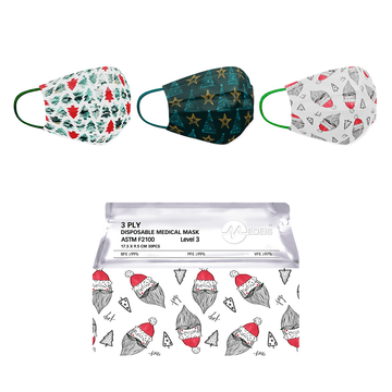 HELMS STORE Masks Santa Adults Disposable Face Masks - Level 3 - Bag of 30