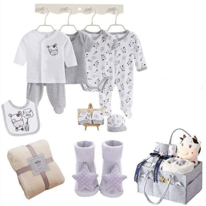 HELMS STORE Baby Gift Sets Lux Baby Shower 10 Pieces Gift Hamper - Grey