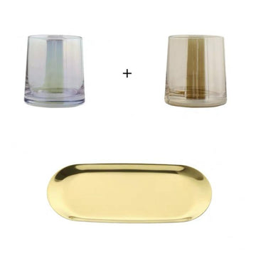 Helms Store Homewares Minimalist Contemporary Glass Set (White & Amber)