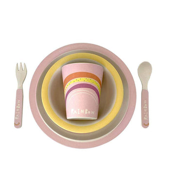 HELMS STORE Kids Copy of 5 Pieces Kids Bamboo Tableware Gift - Pink