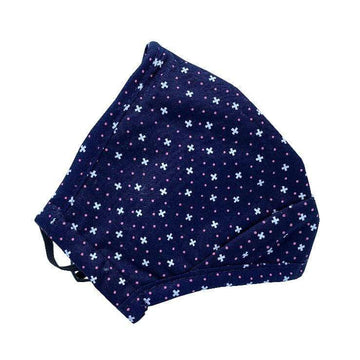 Navy Blue with Pattern Reusable & Adjustable Adults Face Mask with filter pocket