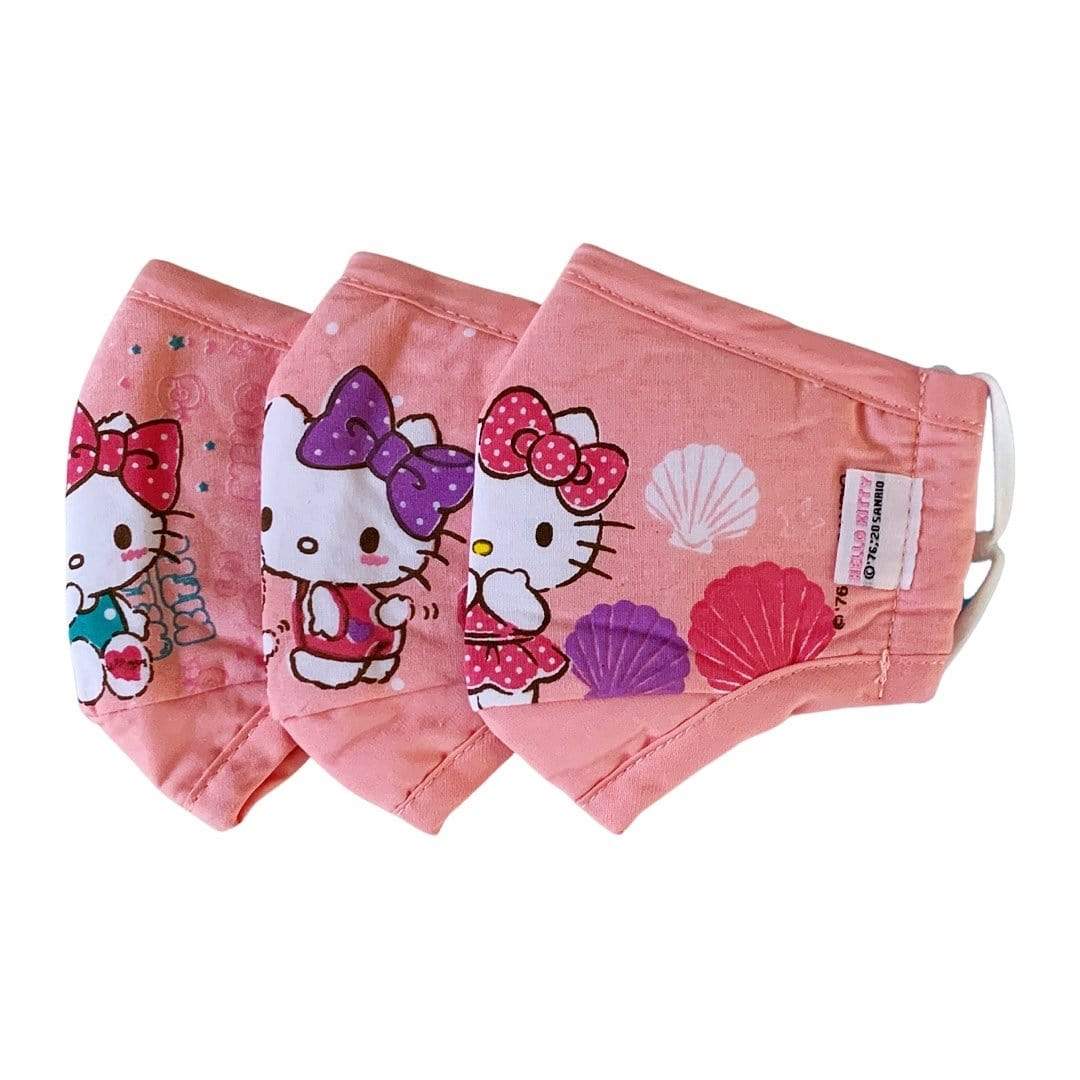 Helms Store Masks Set of 3 Hello Kitty Reusable & Adjustable Kids Face Mask with filter pocket (Age 6+) - Set of 3