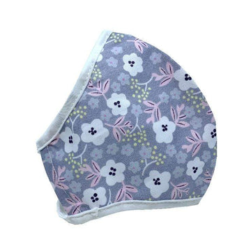 White Floral Reusable & Adjustable Adults Face Mask with filter pocket